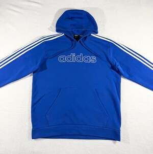 adidas Men's Essentials Outline Logo 3-Stripe Fleece Hoodie in Royal Blue